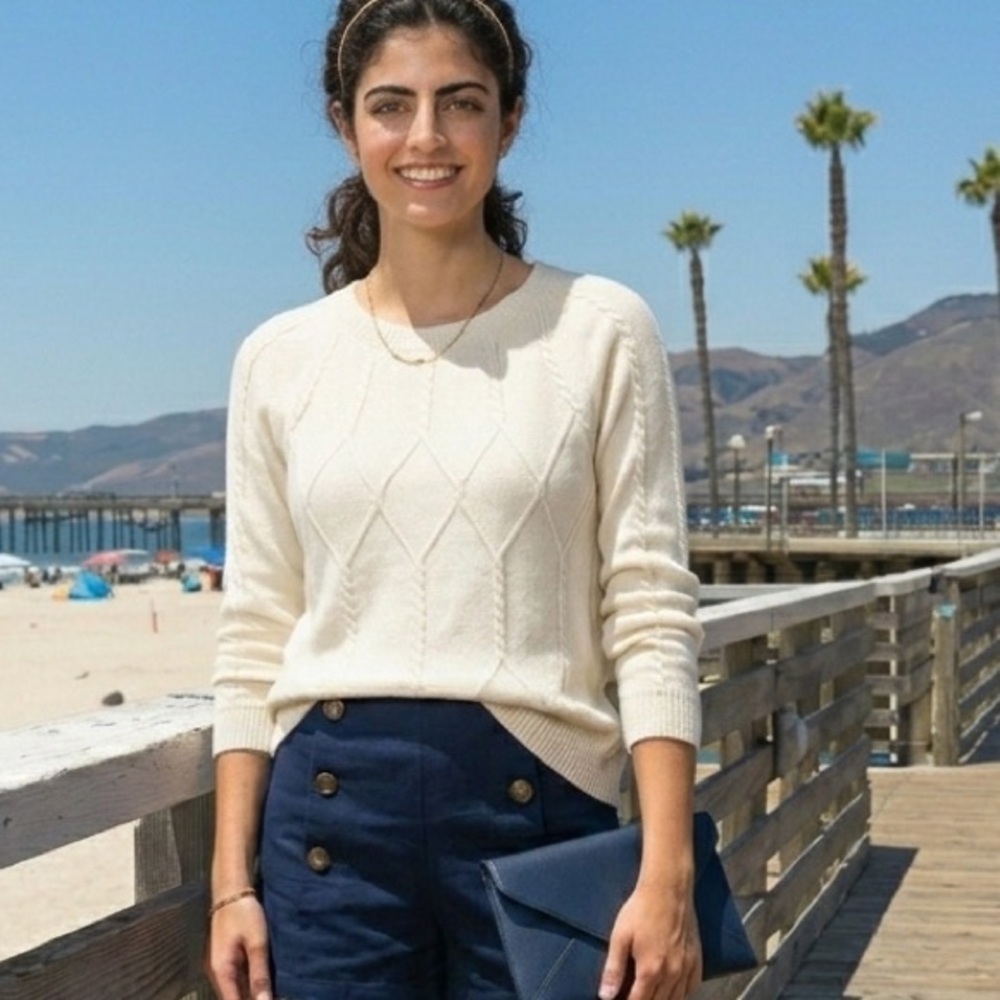 Talbots Cream Cable Knit Sweater